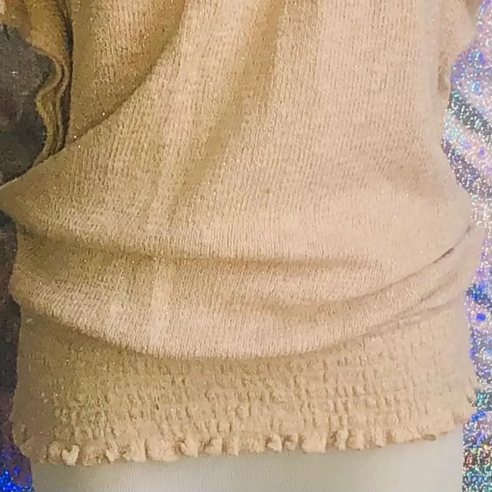 Shimmery Tan sweater w/short sleeve - Picture 3 of 3